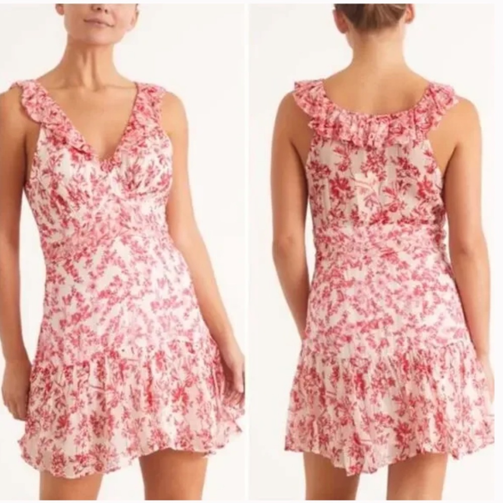 LoveShackFancy Seneca Chiffon Mini Dress, Campfire Breeze Floral, Size 0